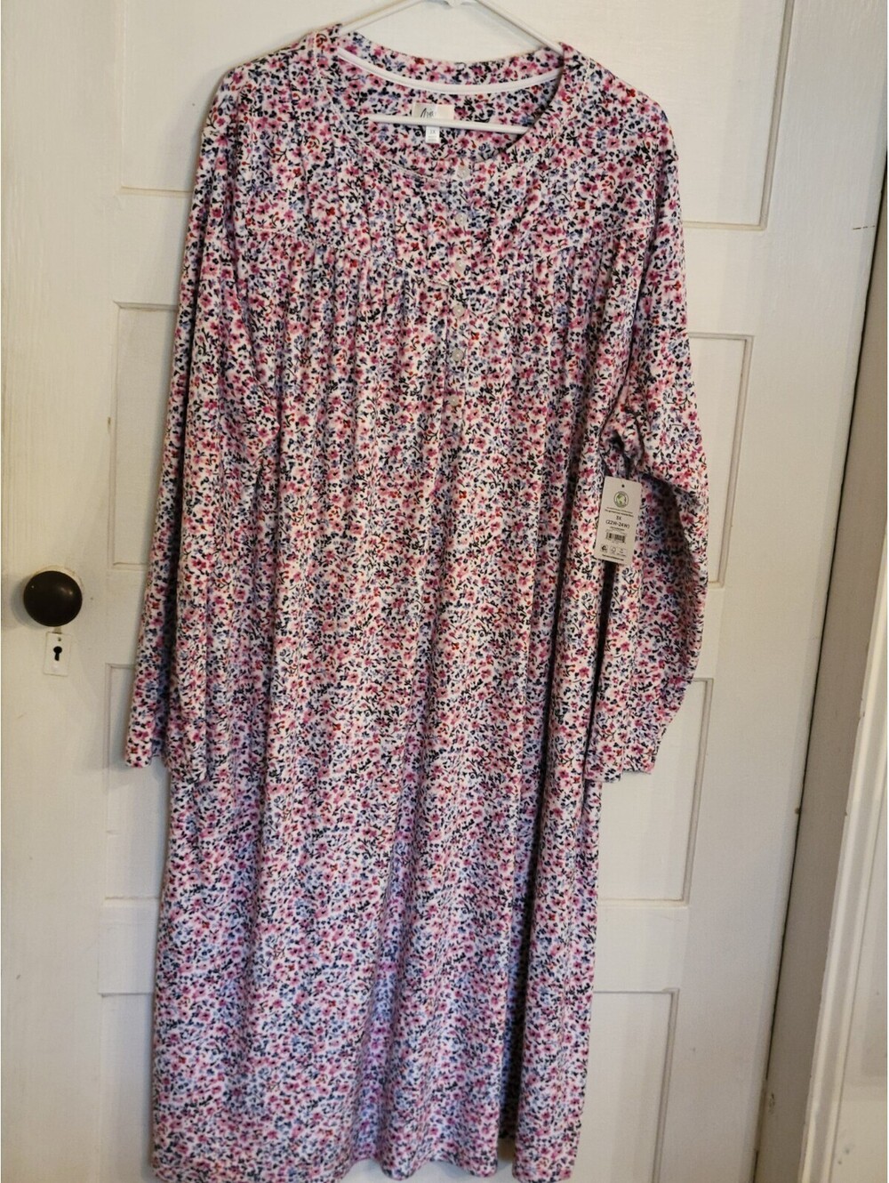 Aria Collection Floral Nightgown Soft Fleece Women's  3X (22Wx24)  47in Long